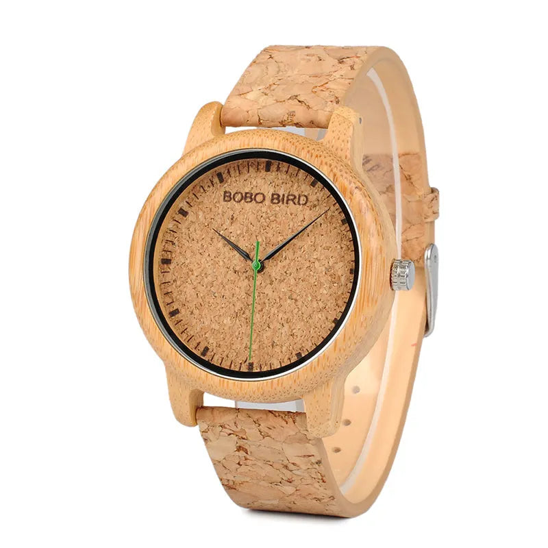 BOBO BIRD bamboo watch M11 M12 with natural wooden case and Hardlex glass face