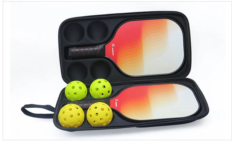 Black EVA pickleball racket storage bag with double shoulder straps, showing 45cm by 25cm by 8cm dimensions.