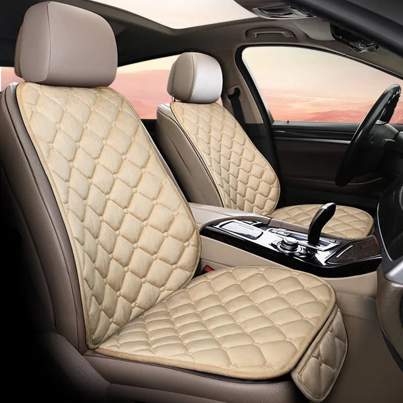 Ringer plush cotton car seat cushion in burgundy colour on car seat
