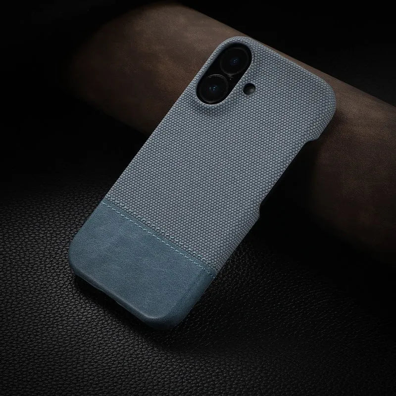 Simple business leather pattern anti-fall phone case for Apple iPhone in pigment leather grain golden finish