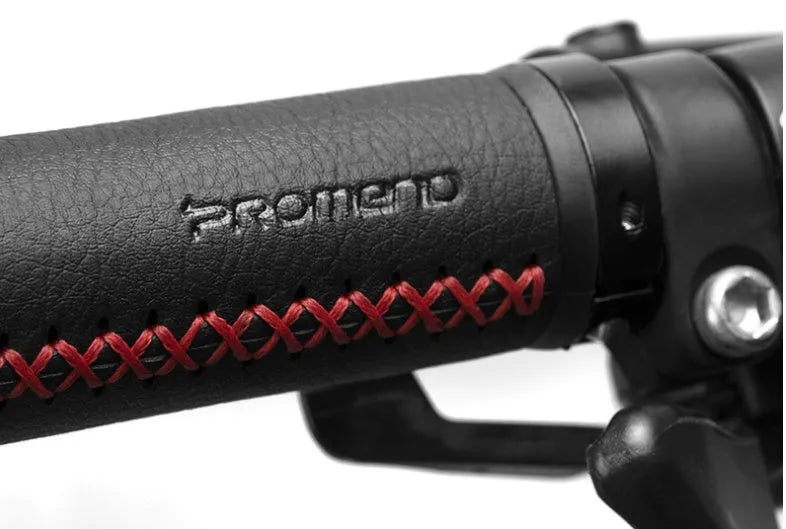 Bicycle handle grips in artificial leather with curved shape for wrist protection, black/black line colour