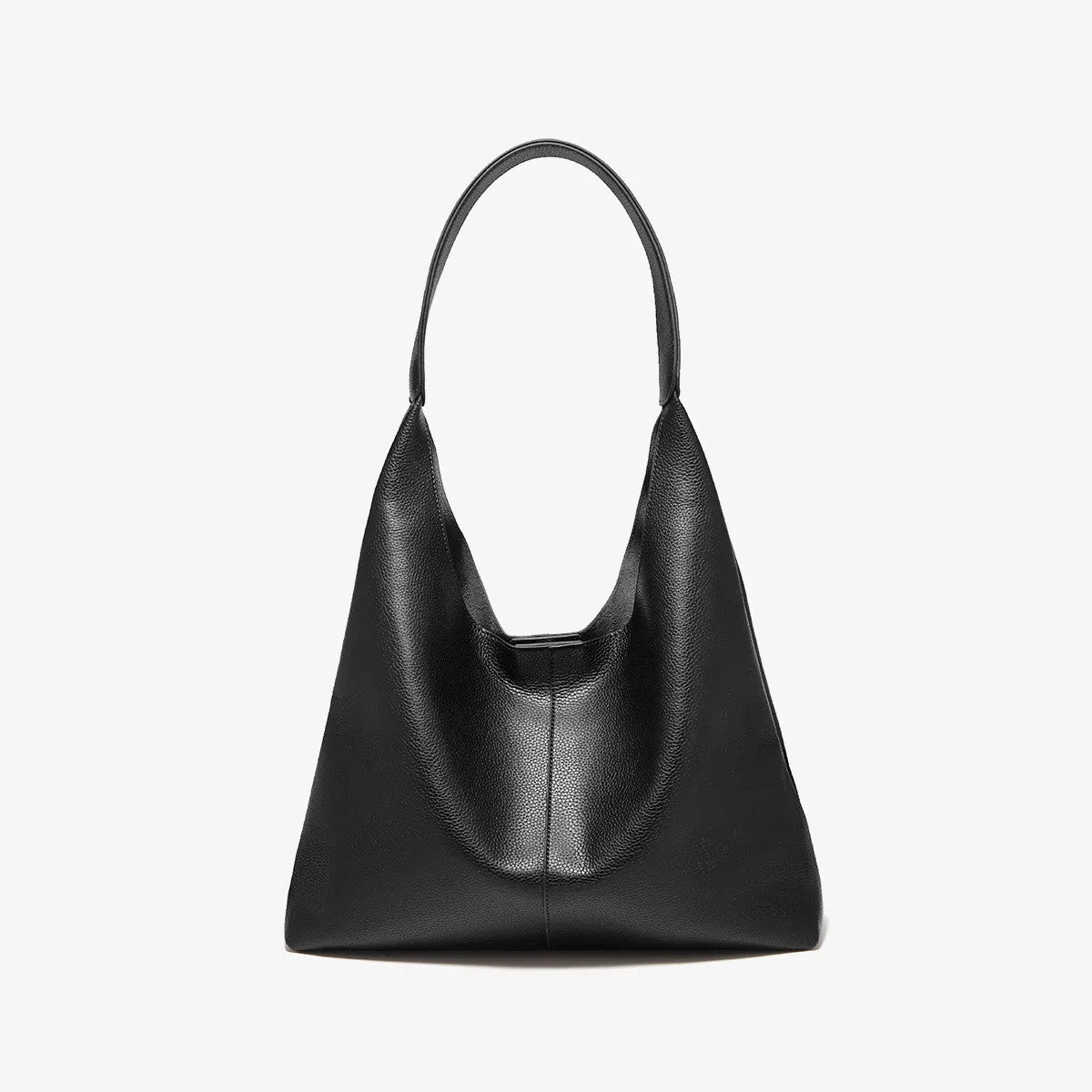 Genuine cattle leather large capacity casual shoulder bag for women in brown with sandwich zipper internal pocket