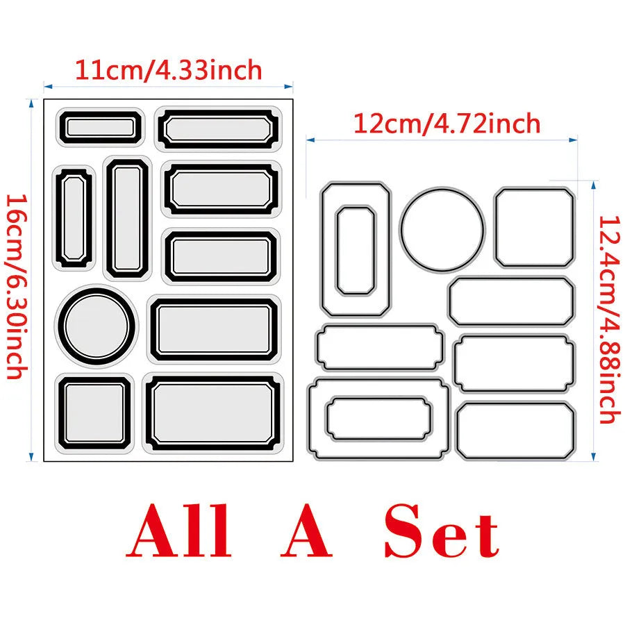 Contour label silicone transparent stamp with metal material in LG24-7108 colour for home geometry use