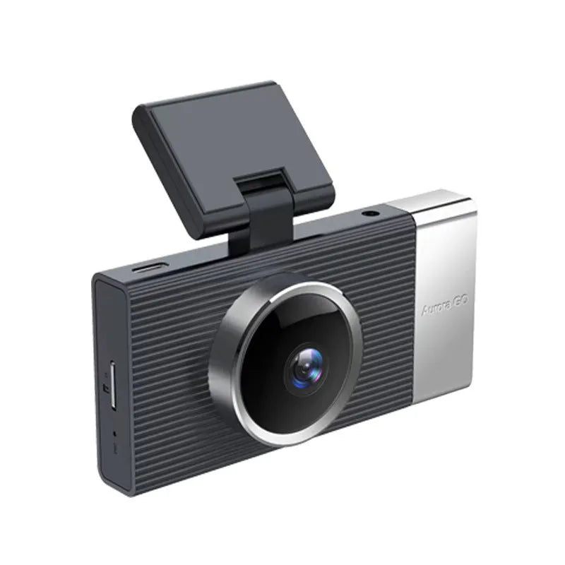 Wi-Fi driving recorder dash cam with 3-inch screen, shown with mobile app connection and multiple lens configuration options