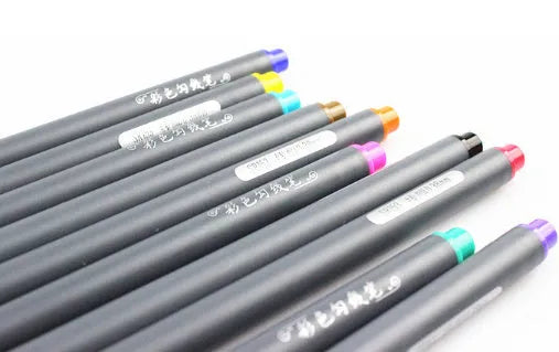 Pack of ten 0.38mm hook line pens for technical drafting, each 15.8cm long.