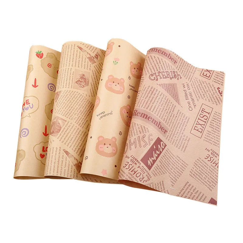 Food grade oil-absorbing paper sheets raw wood pulp coated paper 28x38 cm kraft style microwaveable