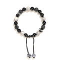 Black agate map stone and volcanic rock bracelet with diamond clasp in 8mm and 10mm sizes.