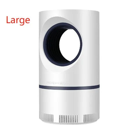 Large white photocatalyst mosquito killer lamp with USB cable on a flat surface