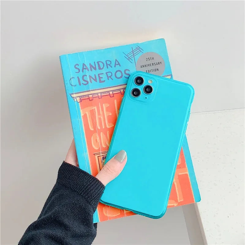 Transparent fluorescent TPU phone case for Apple iPhone, back cover style with colour options