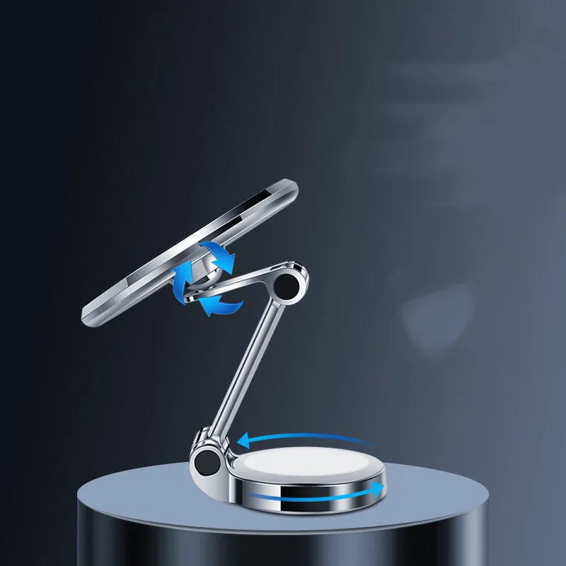 Car mobile phone holder with flexible clip and 360-degree rotating bracket mounted on centre console
