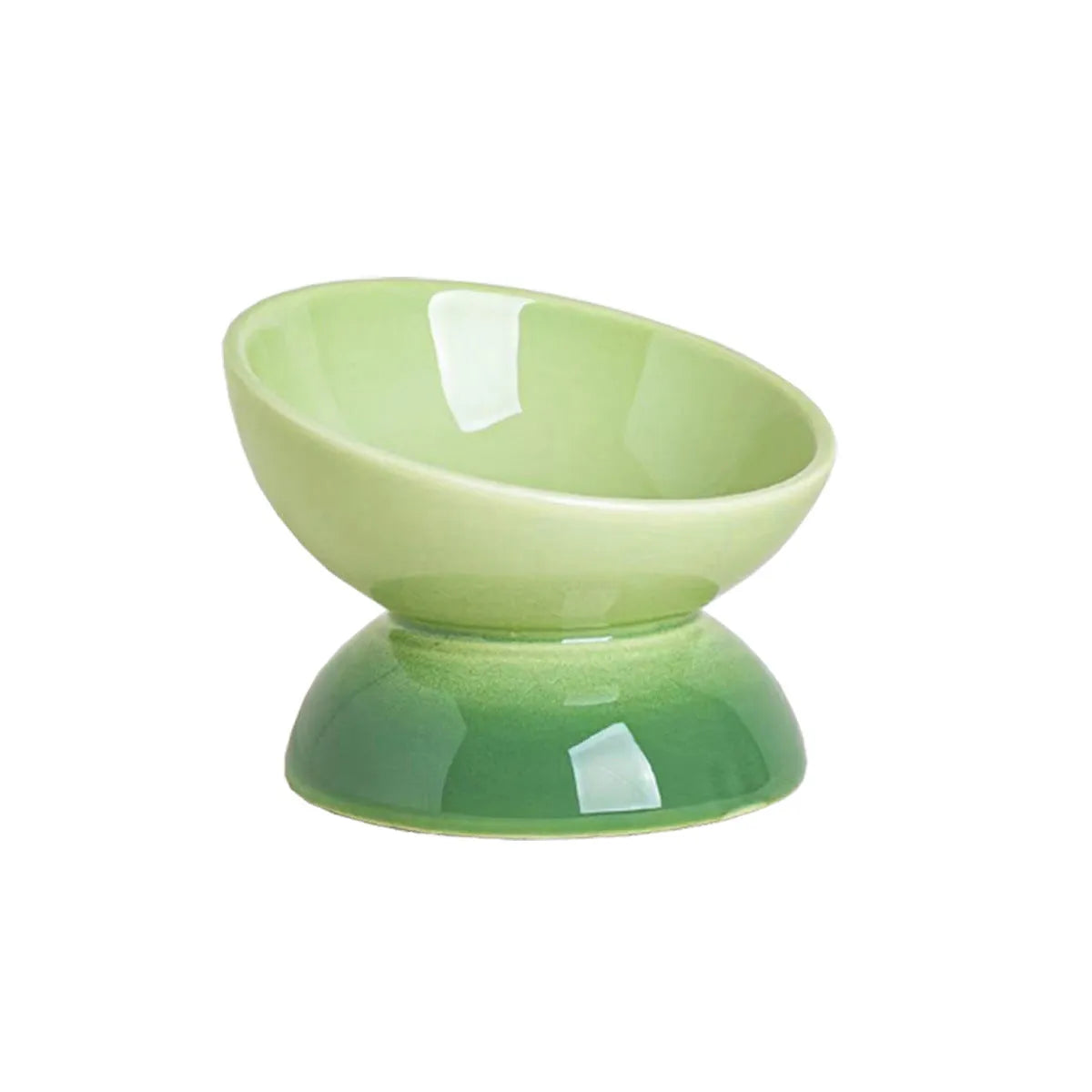 Ceramic cat bowl with oblique mouth rim, large capacity wide diameter pet tableware in gradient colour