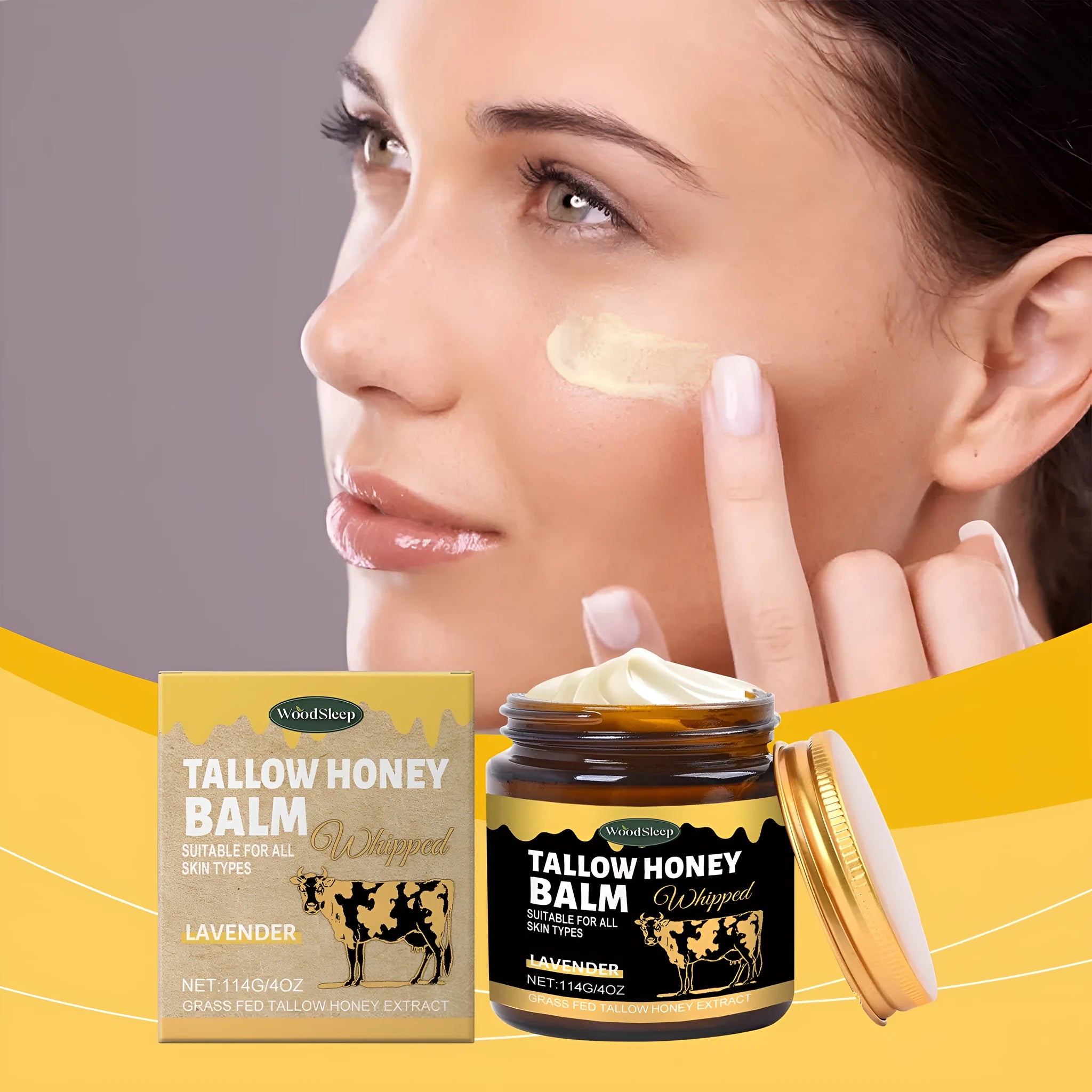 A 114g jar of unscented butter skin cream with honey and lavender extract for moisturising.