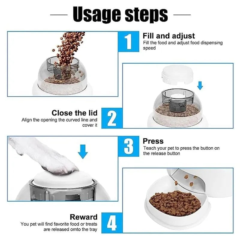 White plastic dog press leakage food feeder with optional plate and disk upgrades.