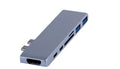 Dual Type-C seven-in-one hub in aluminium-magnesium alloy with HDMI and USB ports, 12.7cm long