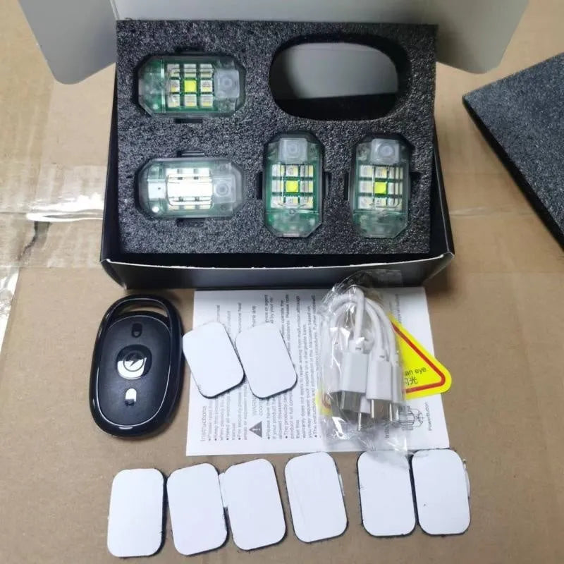 Strobe light remote control kit with four 5W ABS lights for car motorcycle bicycle modification