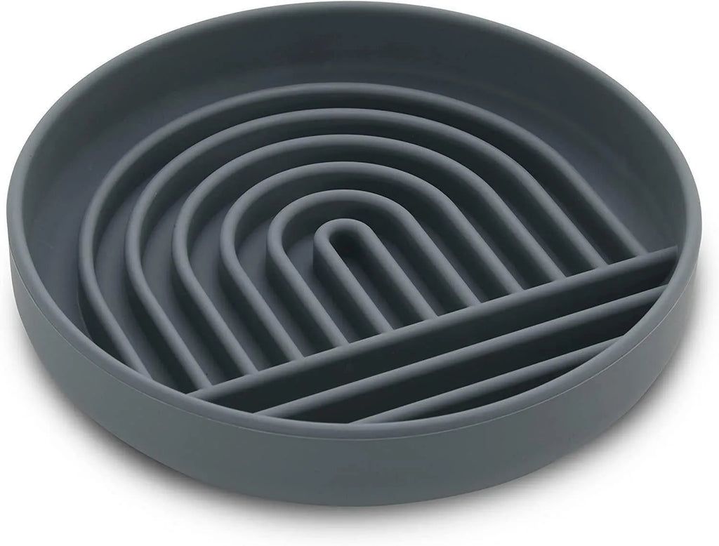 Silicone slow feeding bowl for cats and dogs in pink, gray, and light green