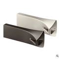 Small triangle metal USB drive with USB 2.0 interface, write protection switch, and indicator light
