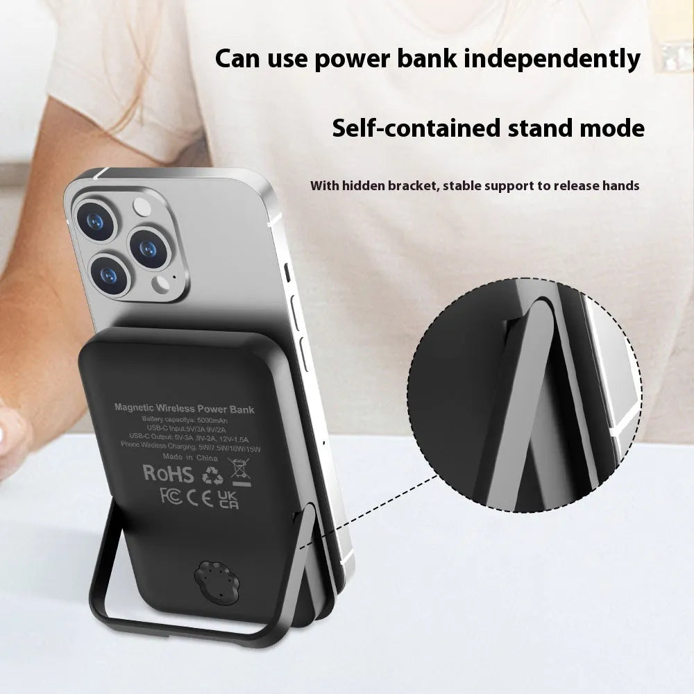 Multifunctional detachable four-in-one wireless charger with 5000mAh power bank, white colour, charging iPhone and Apple iWatch