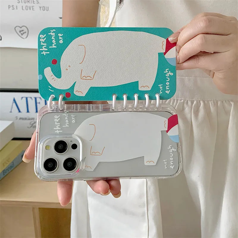 Cartoon Notebook Elephant TPU phone case for iPhone with all-inclusive fall protection cover
