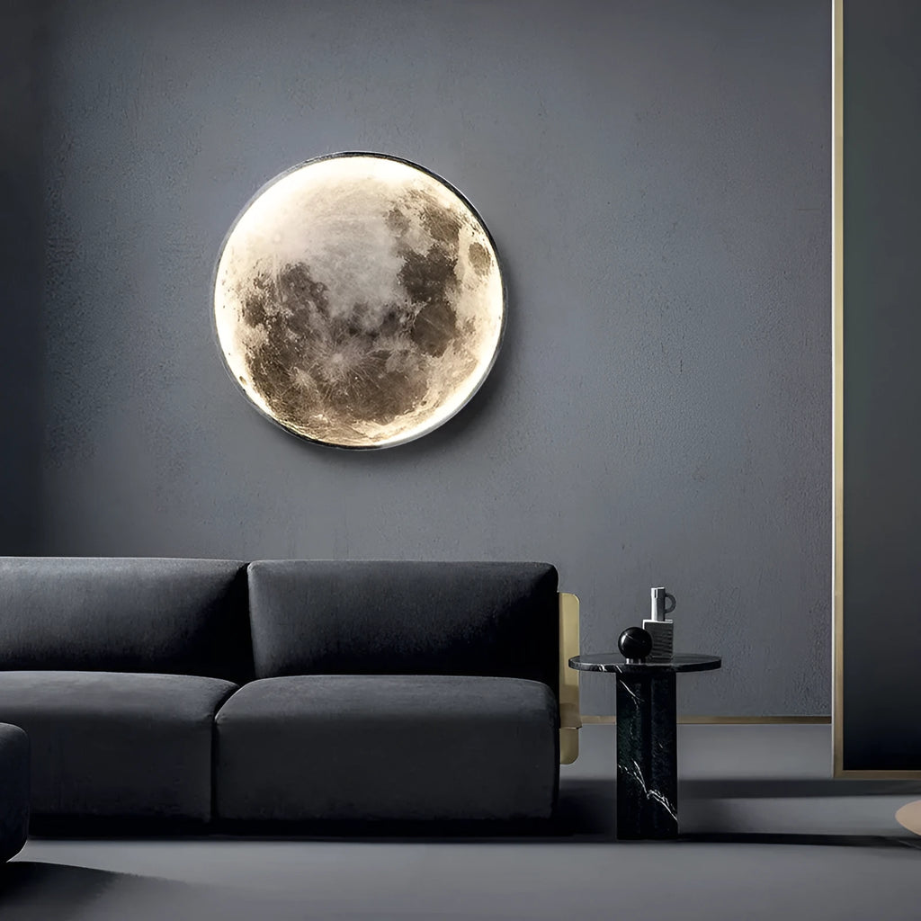 Moon wall lamp decorative sconce wrought iron acrylic lunar model 24cm to 120cm for bedroom living room
