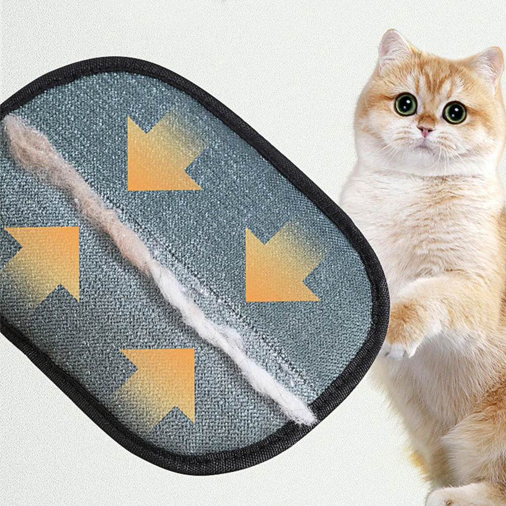 Black pet hair removal mitt glove with silicone bristles for dog cat rabbit grooming