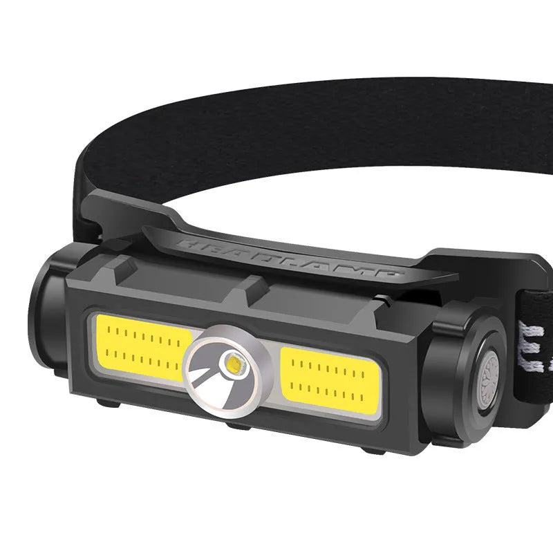 Flood light headlamp fishing lamp with built-in 1200mAh battery, 5W LED, black, adjustable headband
