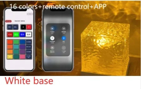 USB LED water ripple night light with rotating crystal projection and remote control