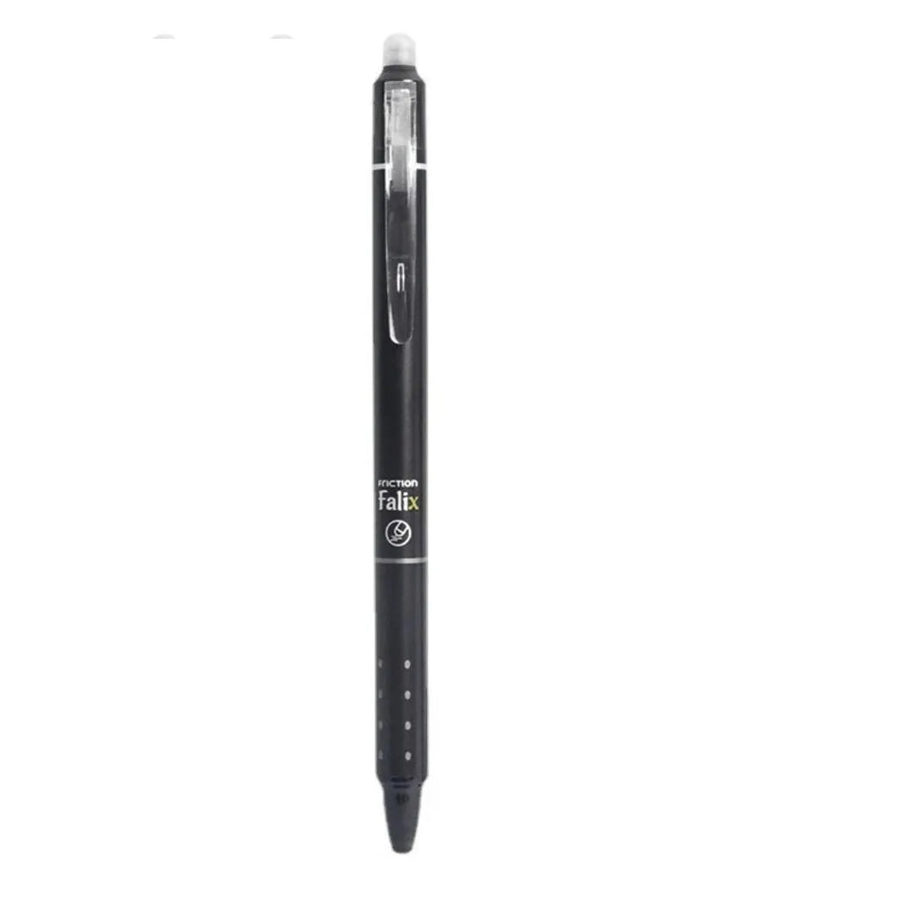 Hot Erasable Push Gel Pen with 0.5mm tip in plastic casing, shown with blue and black ink options.
