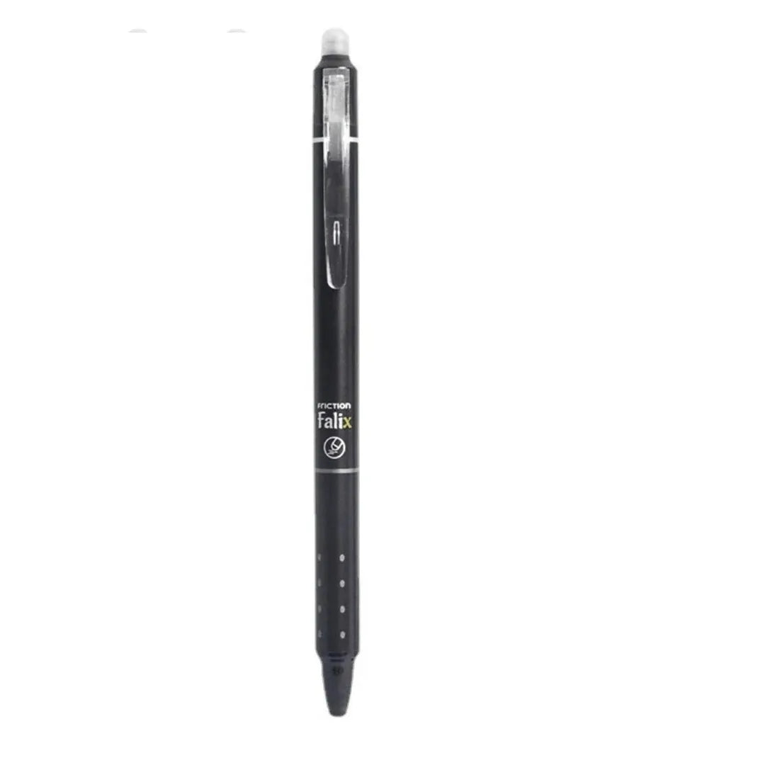 Hot Erasable Push Gel Pen with 0.5mm tip in plastic casing, shown with blue and black ink options.