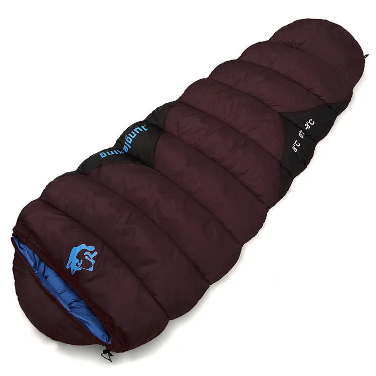 Mummy sleeping bag with compression storage bag for autumn and winter camping in various colours