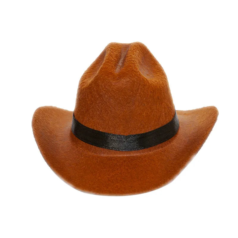 British cat cowboy hat in non woven fabric with ribbon details for small to medium cats