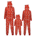 Family matching Christmas onesie in blue or red, hooded long-sleeve polyester knit jumpsuit for kids and adults
