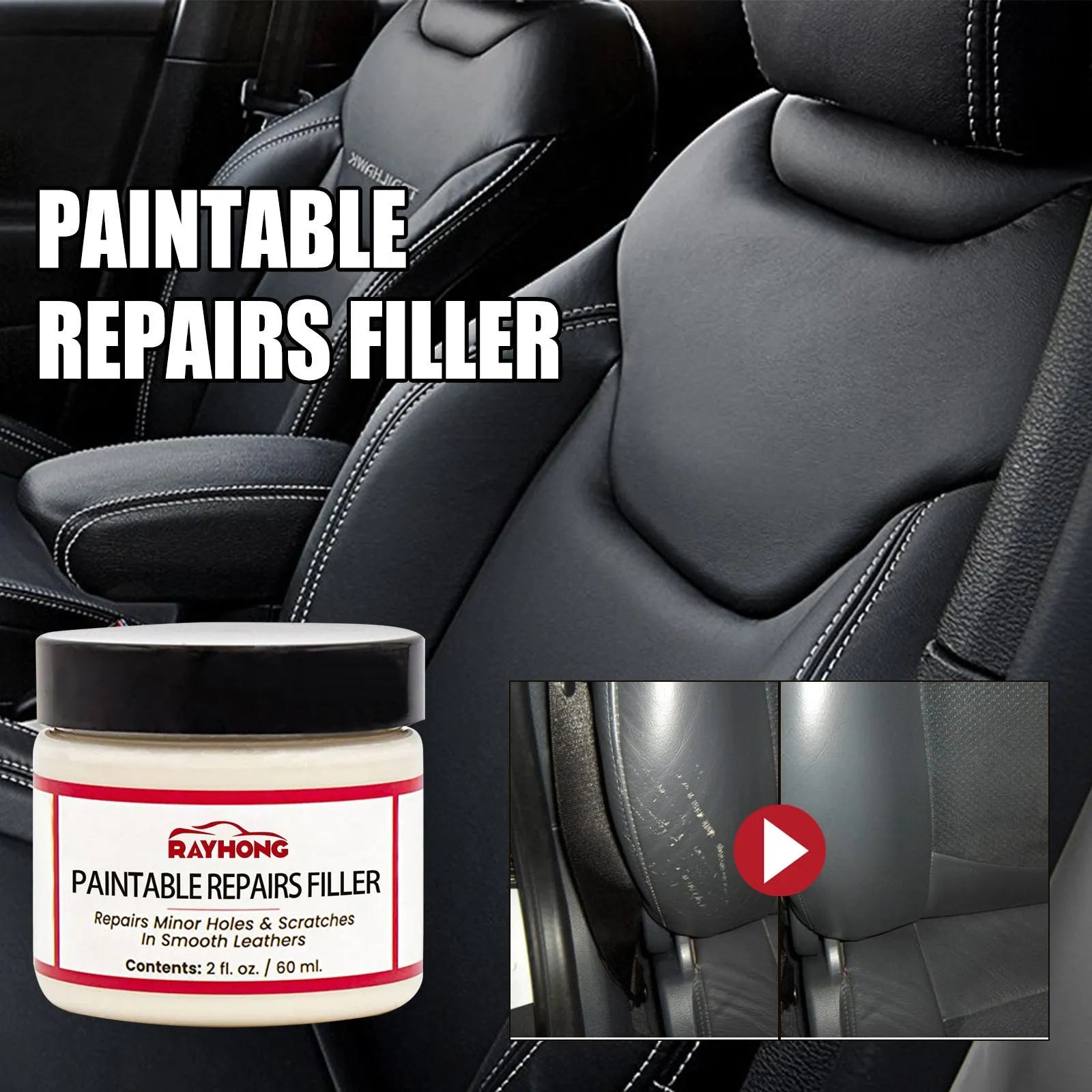 60ml leather repair paste tube for car seats and sofa surface restoration
