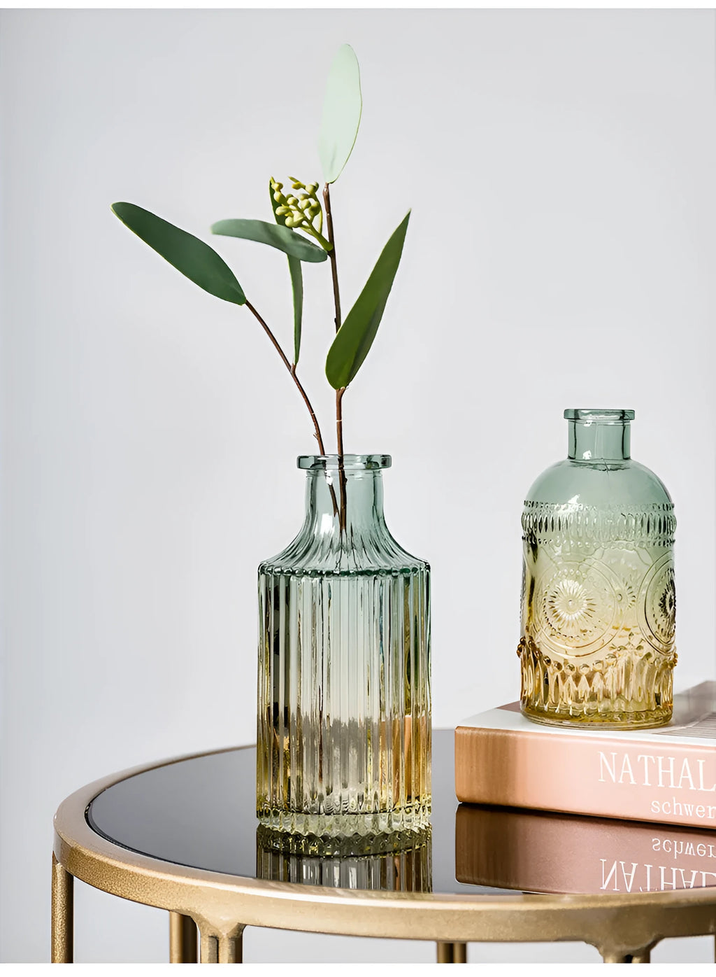 Electroplating colourful glass vase with bright gloss finish and thicker stable base, size 6.3x13cm