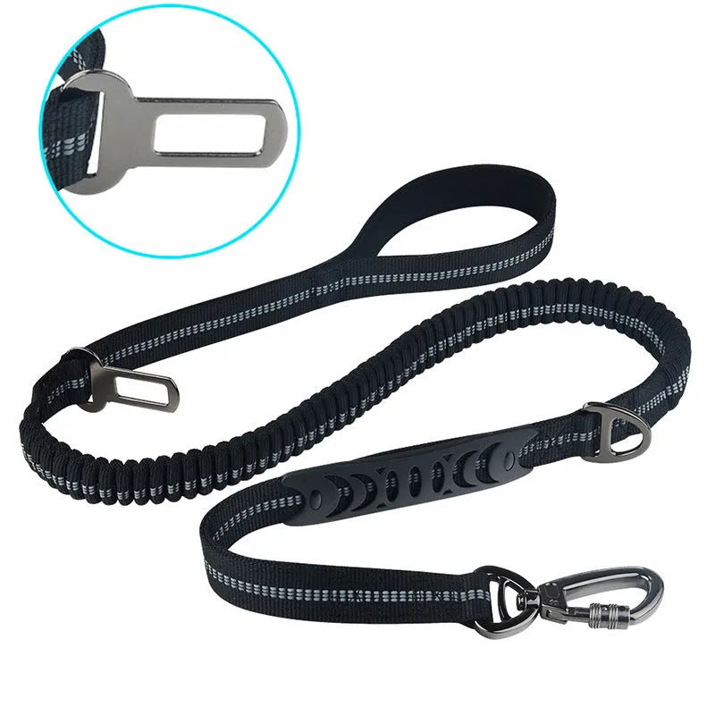 Polyester car traction dog leash with big hook hand holding rope, 2.5 x 135 cm, in black, purple, army green or orange