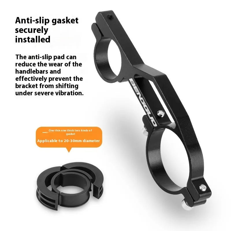 Bicycle aluminium alloy extension bracket for handlebars in black finish on a mountain bike