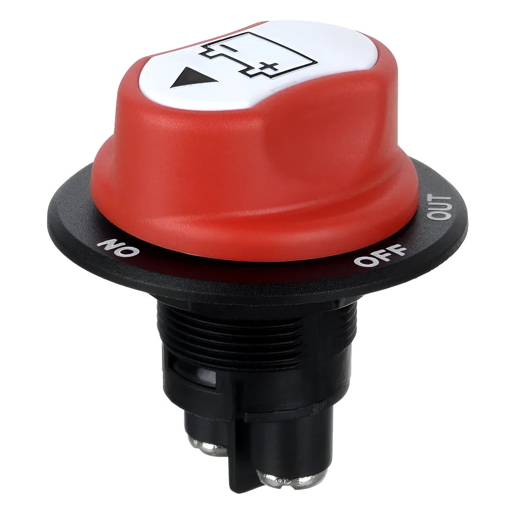 Battery disconnect switch with red detachable knob and thick wire screw for 50A 100A 200A car yacht RV use