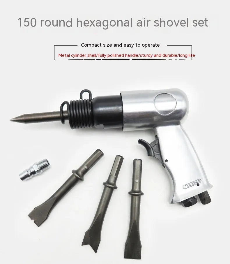 150mm long steel air hammer chisel head for rust removal and brake pad work.
