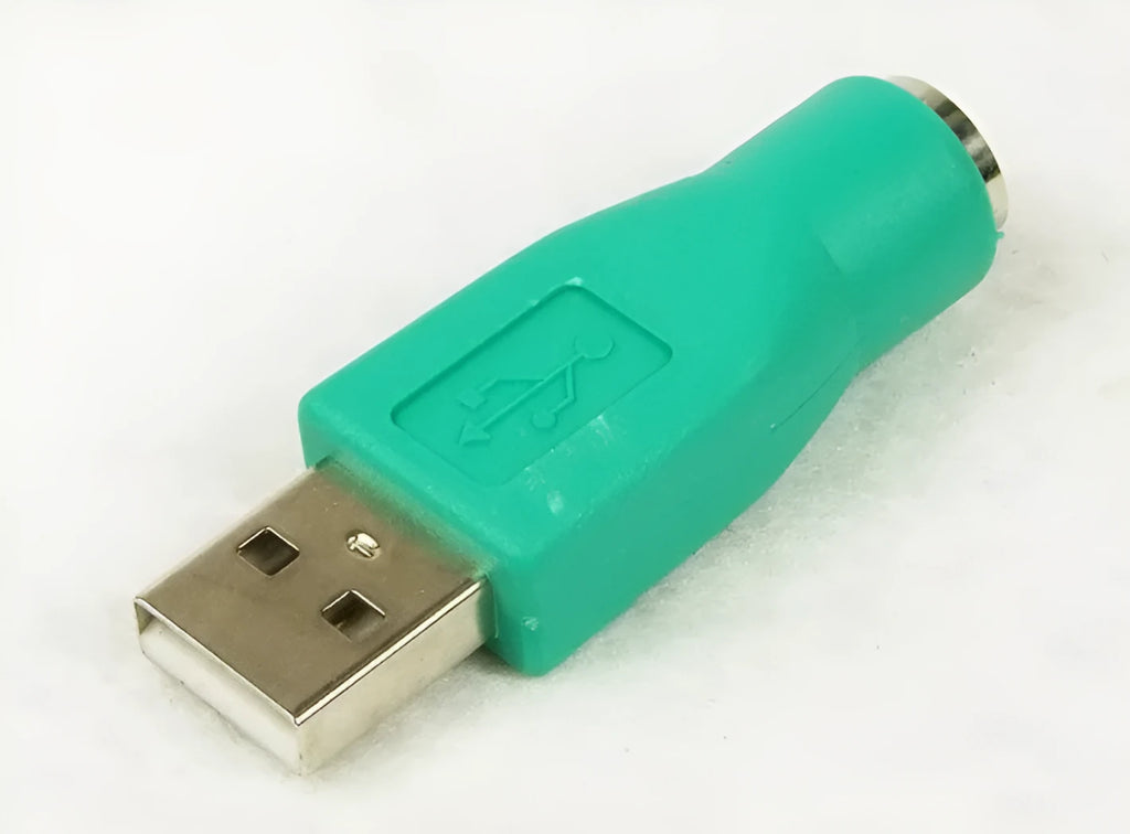 Green colour PS2 to USB adapter with 1m copper wire cable for computer connection