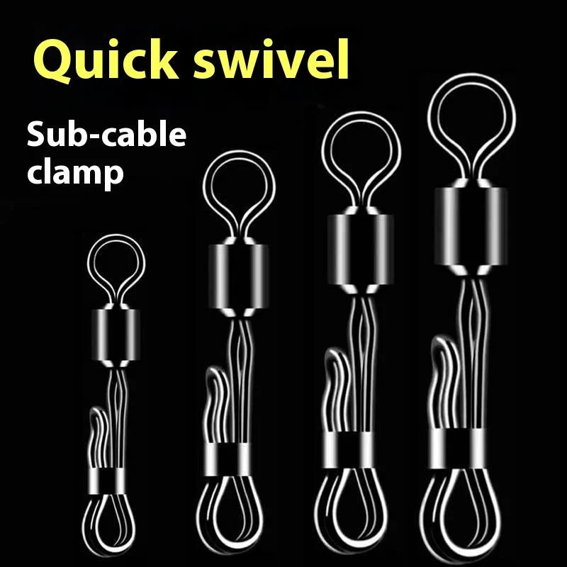 Brass quick release barrel swivel bearing for fishing line with an 8-word ring connection.