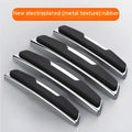 Four black plastic silicone car door bumper strips for side edge protection, each measuring 9.5 by 2 cm.