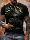 Summer men's 3D skull full-body print short-sleeved T-shirt in round neck style, available in multiple colours