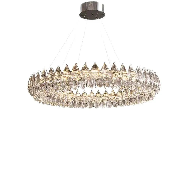 Crystal modern chandelier with tricolor light for French villa restaurant or home living room
