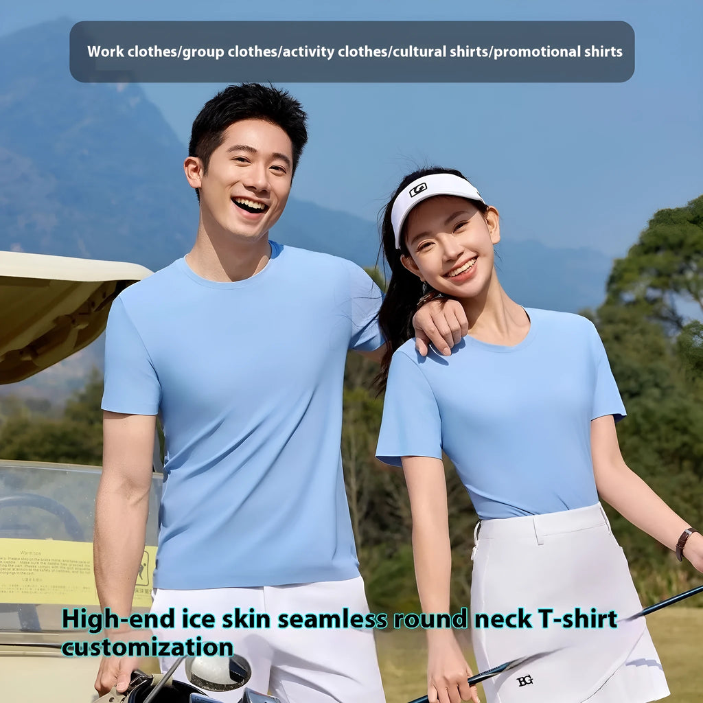 Slim fit round neck short sleeve fitness top in solid colour, nylon spandex blend, available in black and other colours from S to 4XL