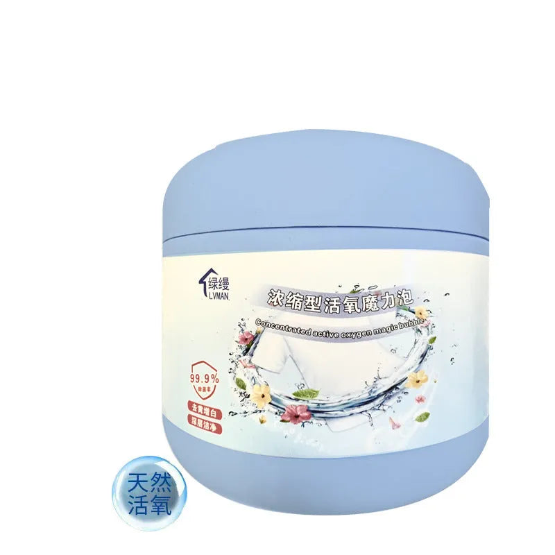 400g bottle of active oxygen bleaching powder with decontamination salt for laundry stain removal.