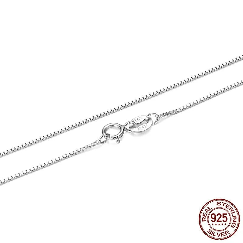 S925 sterling silver box chain necklace in gold or silver, shown in 40cm, 45cm and 50cm lengths