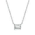 925 silver four-claw square ladies clavicle chain electroplated finish platinum white diamond colour