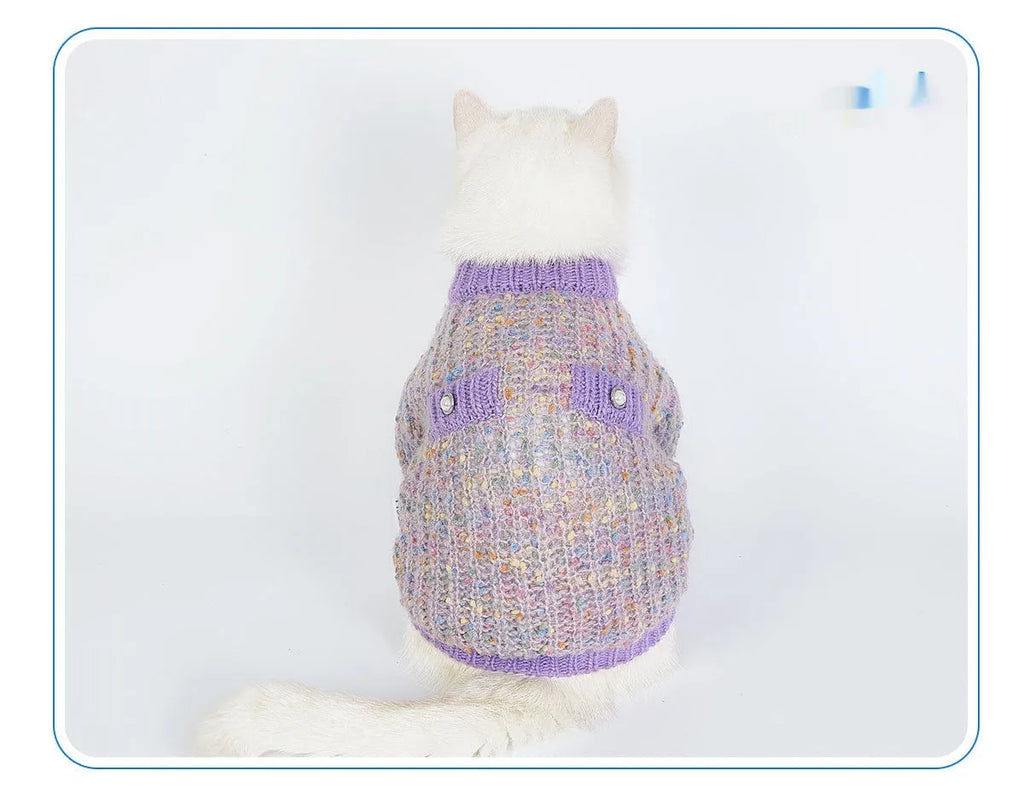 Purple dog cardigan sweater for small dogs in XL and XXL sizes with front opening