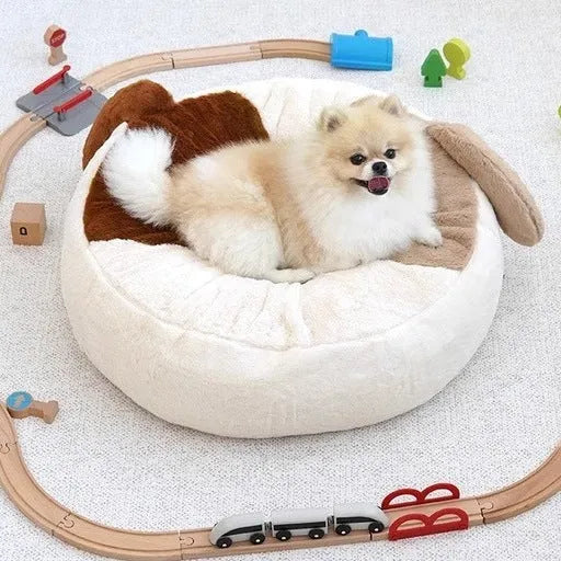 60cm round cloth cat bed with removable washable cover, puppy style, 15cm height pet nest