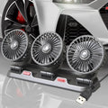 Three head automotive electric cooling fan with adjustable heads for car cabin ventilation